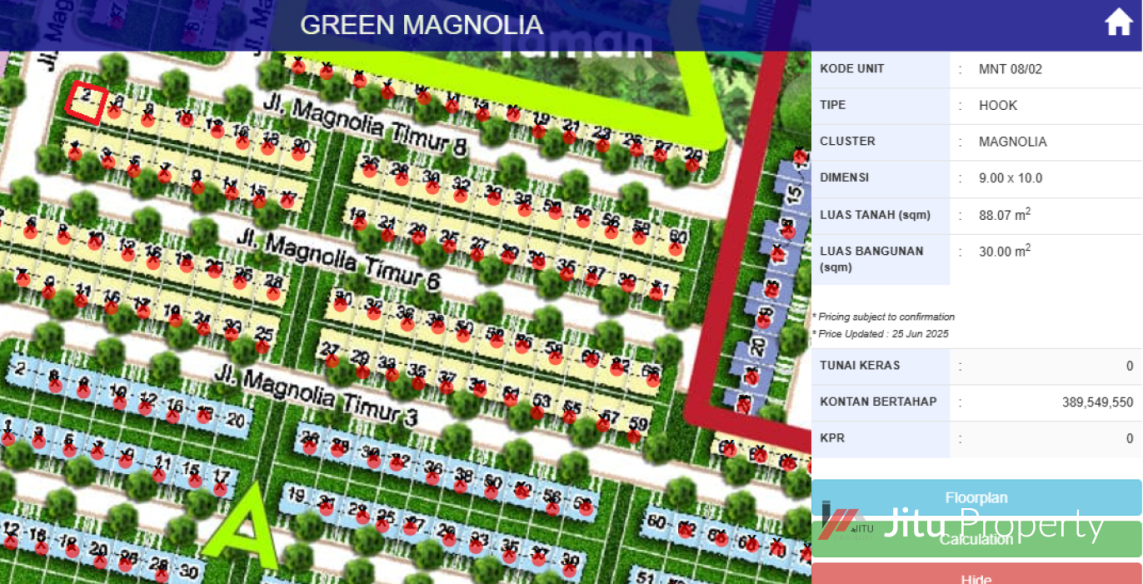 Dijual Rumah Kota Podomoro Cluster Green Magnolia Type 30/60 MNT 08/02