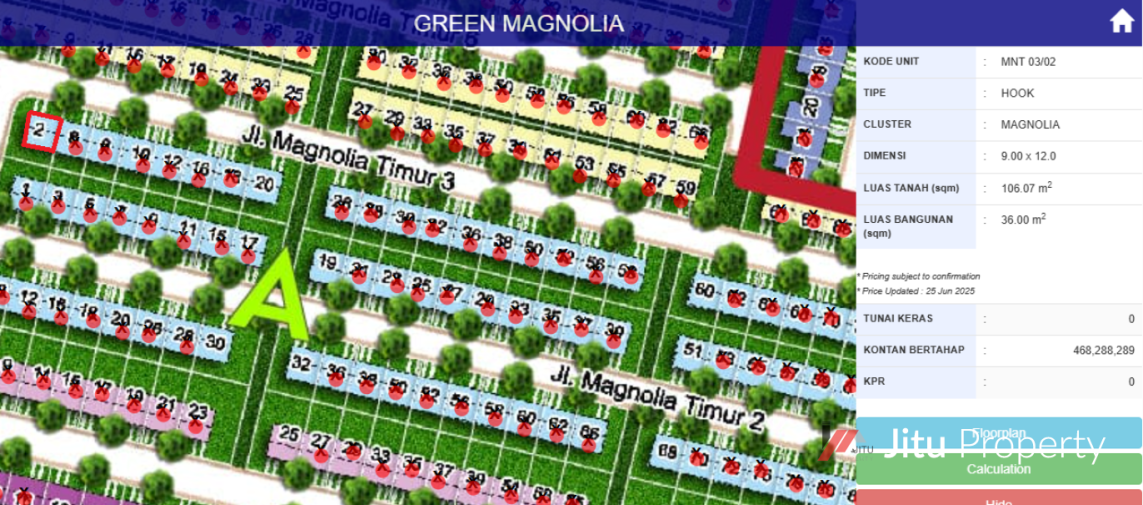 Dijual Rumah Kota Podomoro Cluster Green Magnolia Type 36/72 MNT 03/02