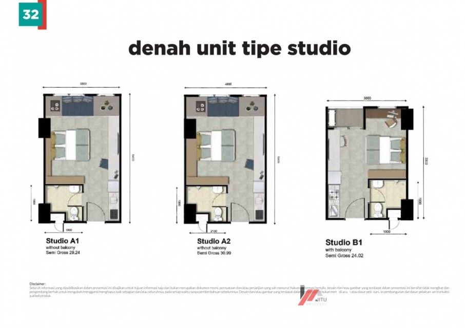 Dijual Unit Apartment LRT City - Green Avenue. Tipe Studio B1. Bekasi