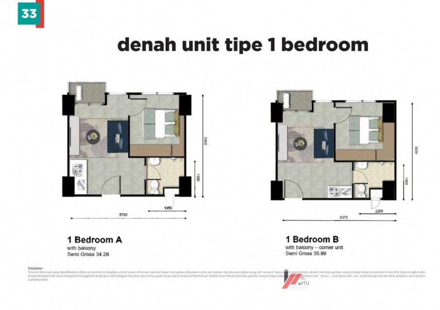 Dijual Unit LRT City - Green Avenue. Tipe Studio 1 BR-B. Bekasi