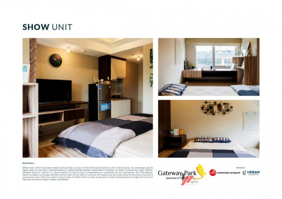 Dijual Unit Apartment Gateway Park Apartment (Studio 1) Lantai 2
