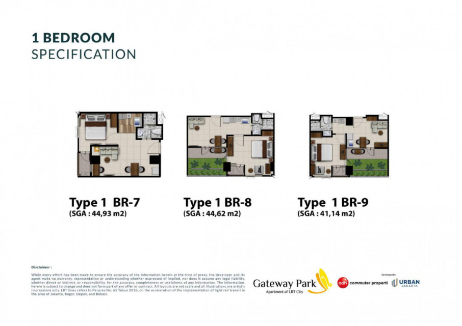 Gateway Park Apartment (1 BR) Lantai 2 Nomor unit 31