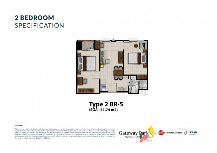 Dijual Unit Apartment Gateway Park Apartment (Studio 3) Lantai 2