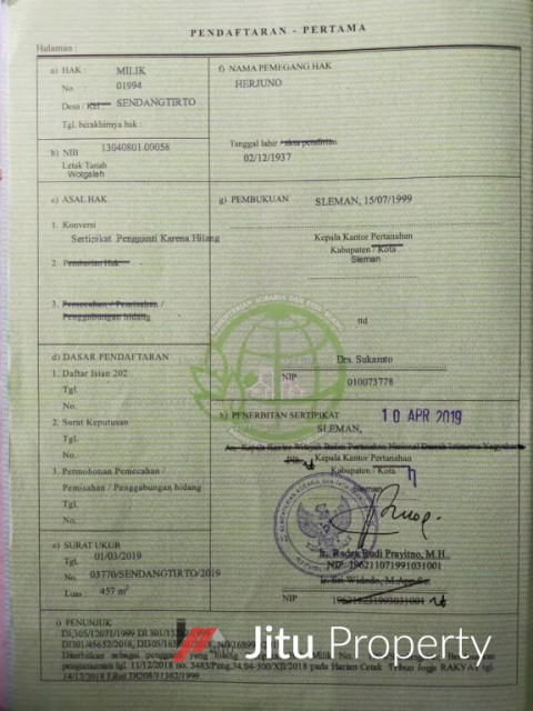 Rumah Dijual Posisi Hook Strategis Dekat Bandara Adisucipto Sleman