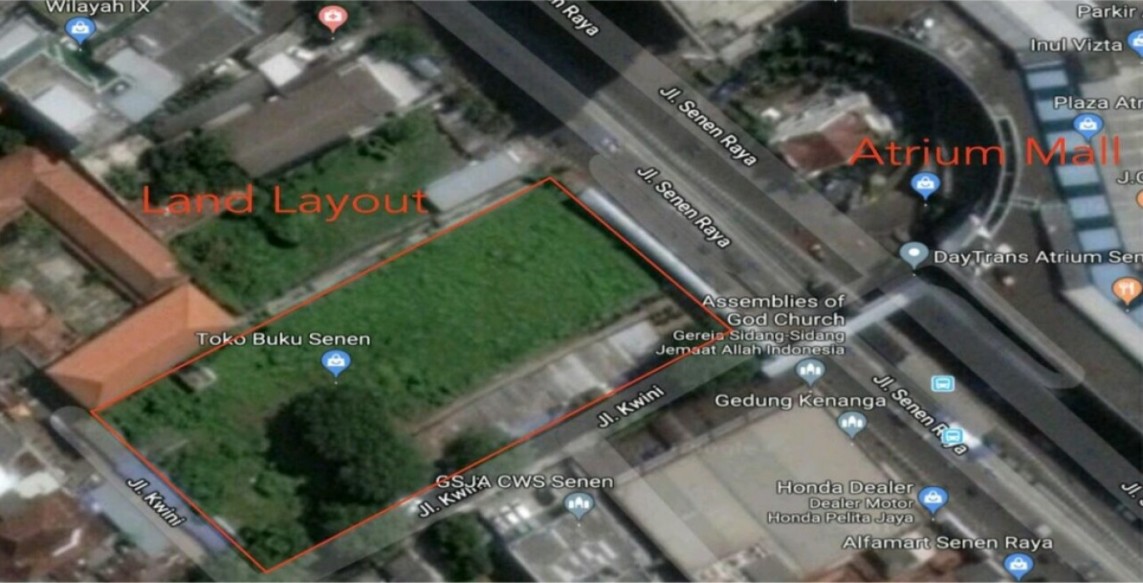 Dijual Tanah Cempaka Putih Senen Raya Jakarta Pusat Sertifikat SHGB