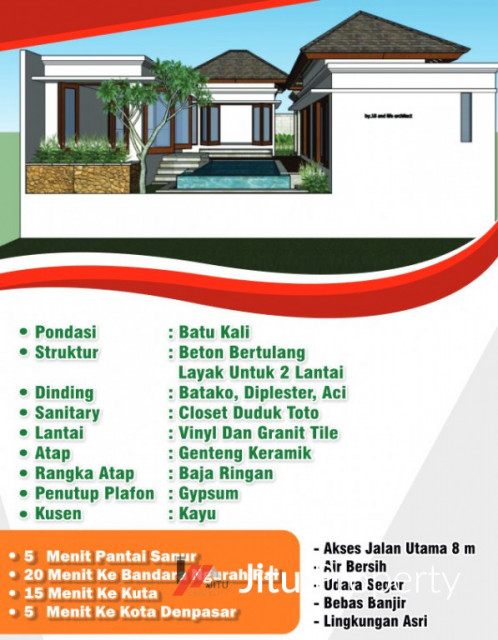 Dijual Modern Vila Nuansa Bali (BARU), di Tukad Balian Renon