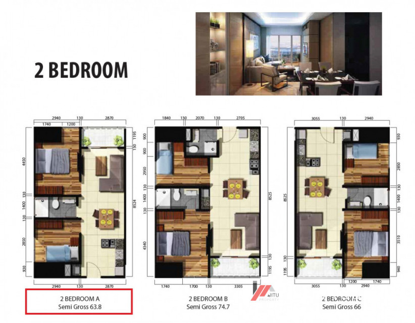Dijual Apartment Saffron Noble Sentul City, Lantai 26 No unit 1 2BR-A