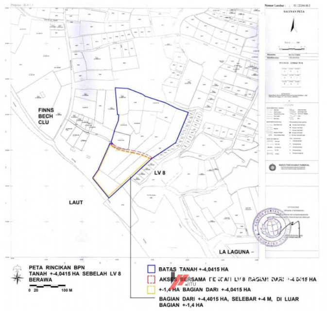 Dijual Tanah Kosong Di Pantai Berawa Luas Total 4.04 Ha Pinggir Pantai