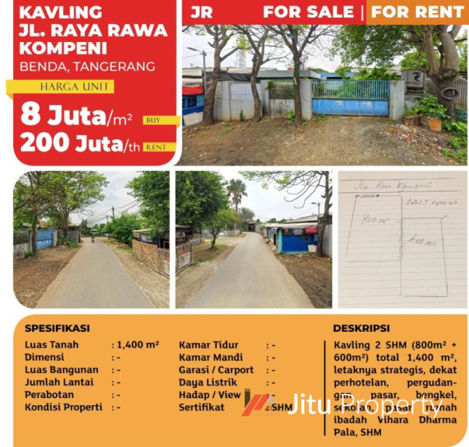 Dijual Tanah Kavling Tanggerang Banten Dekat Pasar Strategis