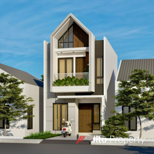 Dijual Rumah Model Scandinavian Pinggir Jalan Raya Cilodong Depok 