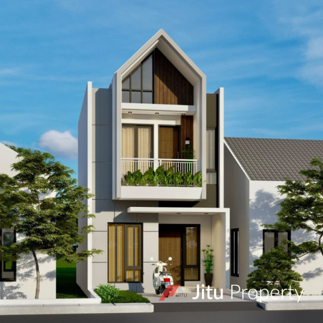 Dijual Rumah Model Scandinavian Pinggir Jalan Raya Cilodong Depok 