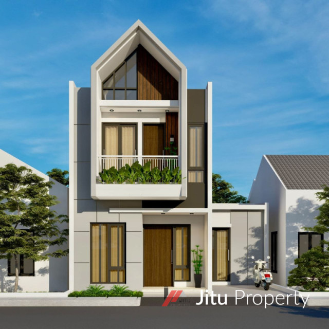 Dijual Rumah Model Scandinavian Pinggir Jalan Raya Cilodong Depok 