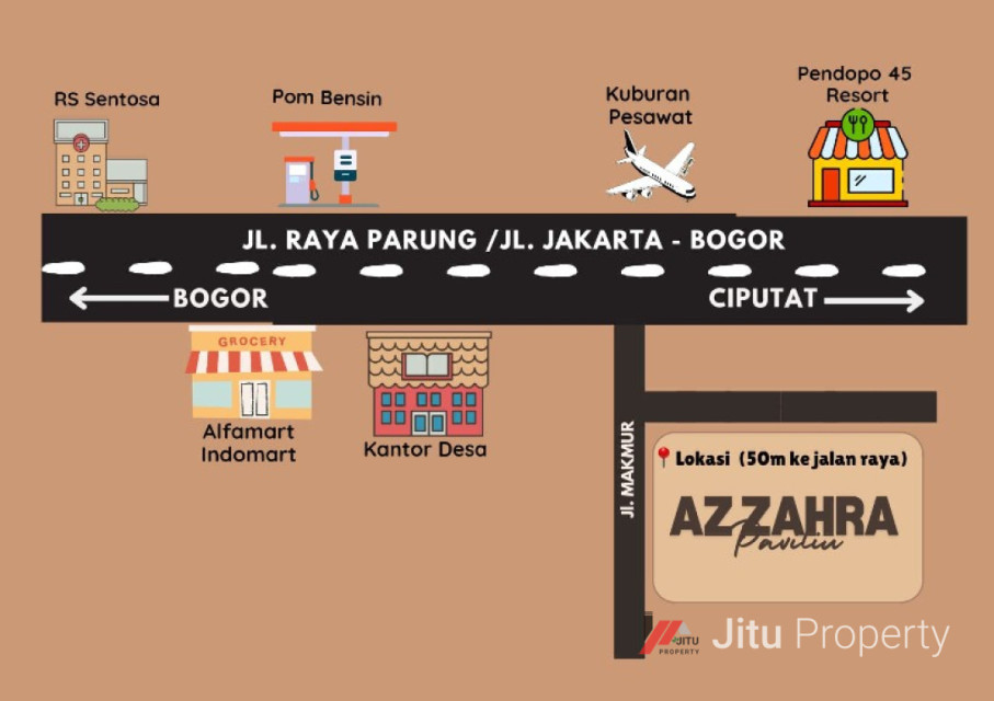 Perumahan Cluster Az-Zahra Blok A Di Jl Jakarta Bogor Baru